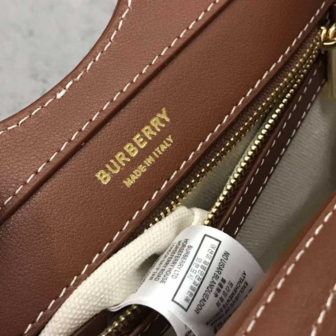 Burberry Brown Pocket Mini Canvas and Leather Top Handle Bag