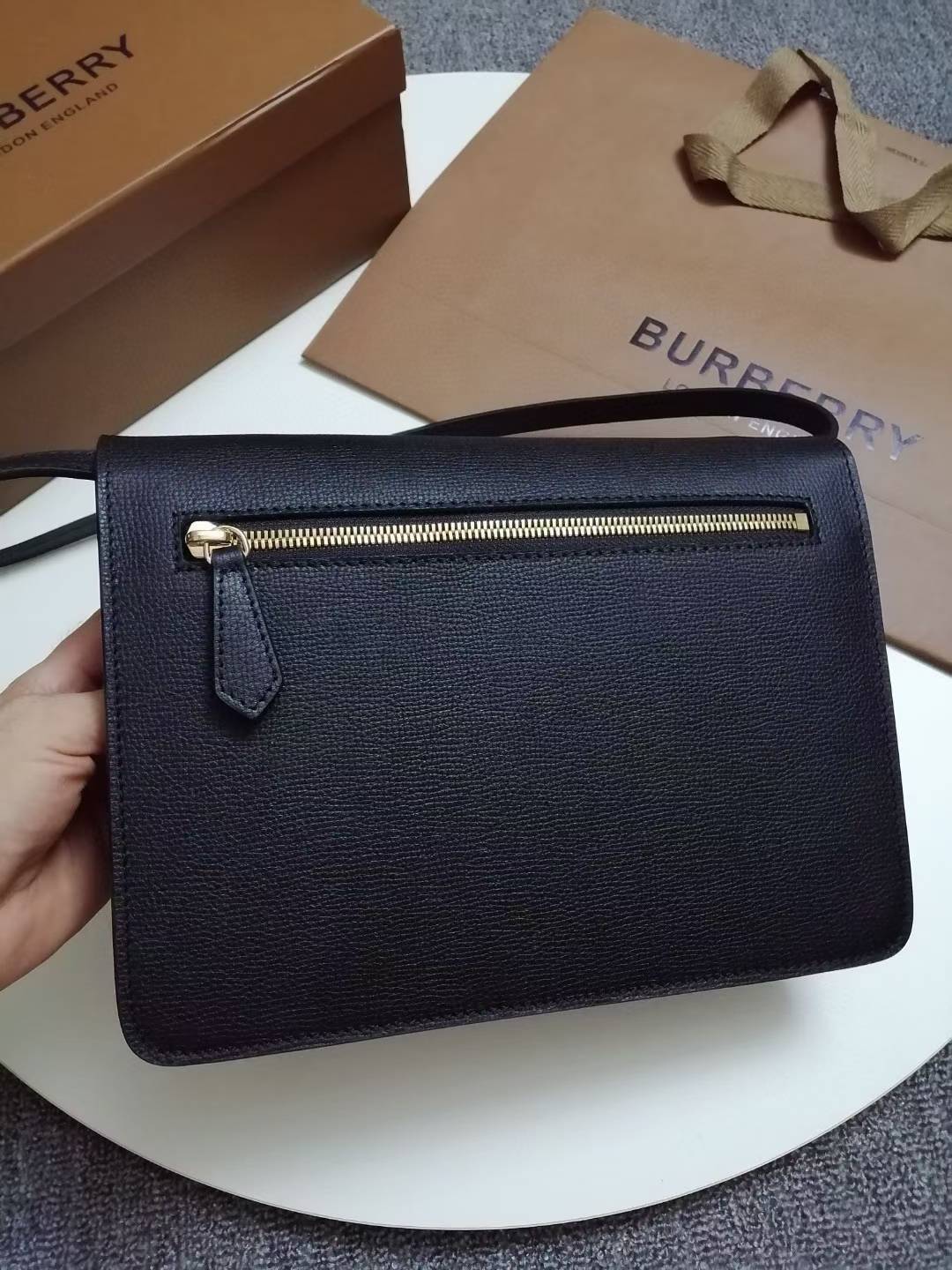 Burberry Small Macken House Check Derby Leather Crossbody Bag