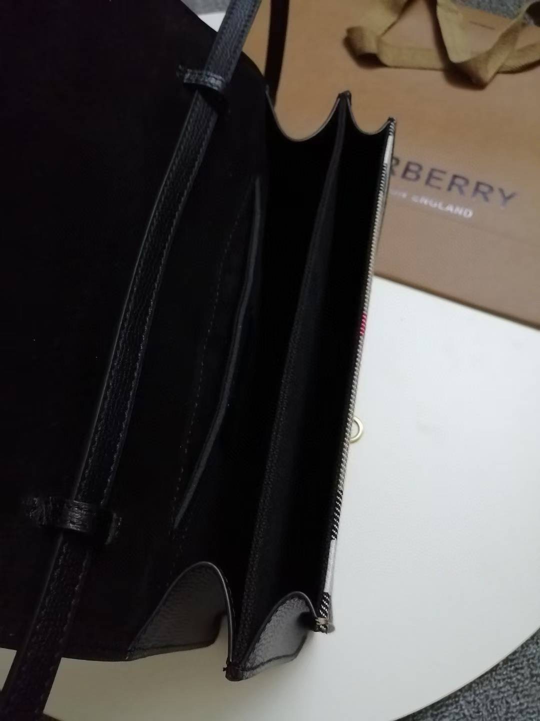 Burberry Small Macken House Check Derby Leather Crossbody Bag
