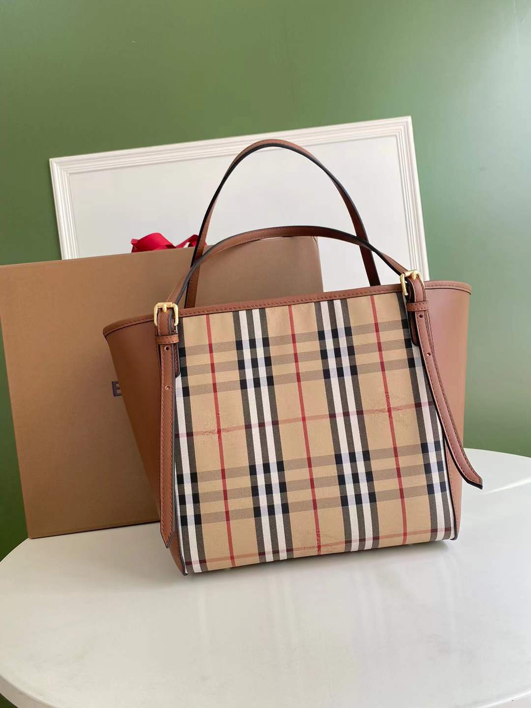 Burberry Canterbury Small Tote Bag is crafted from signature beige