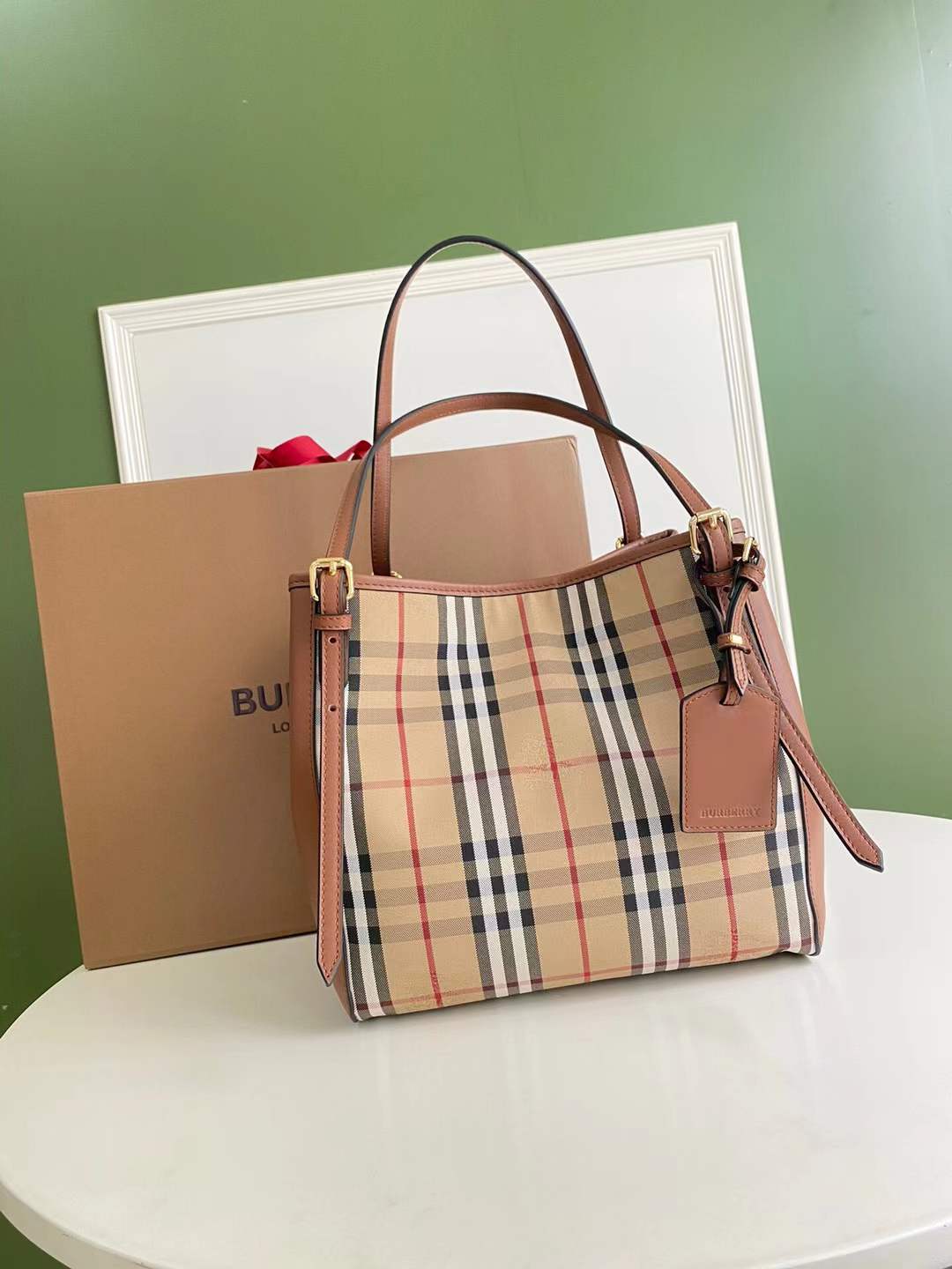 Burberry Canterbury Small Tote Bag is crafted from signature beige