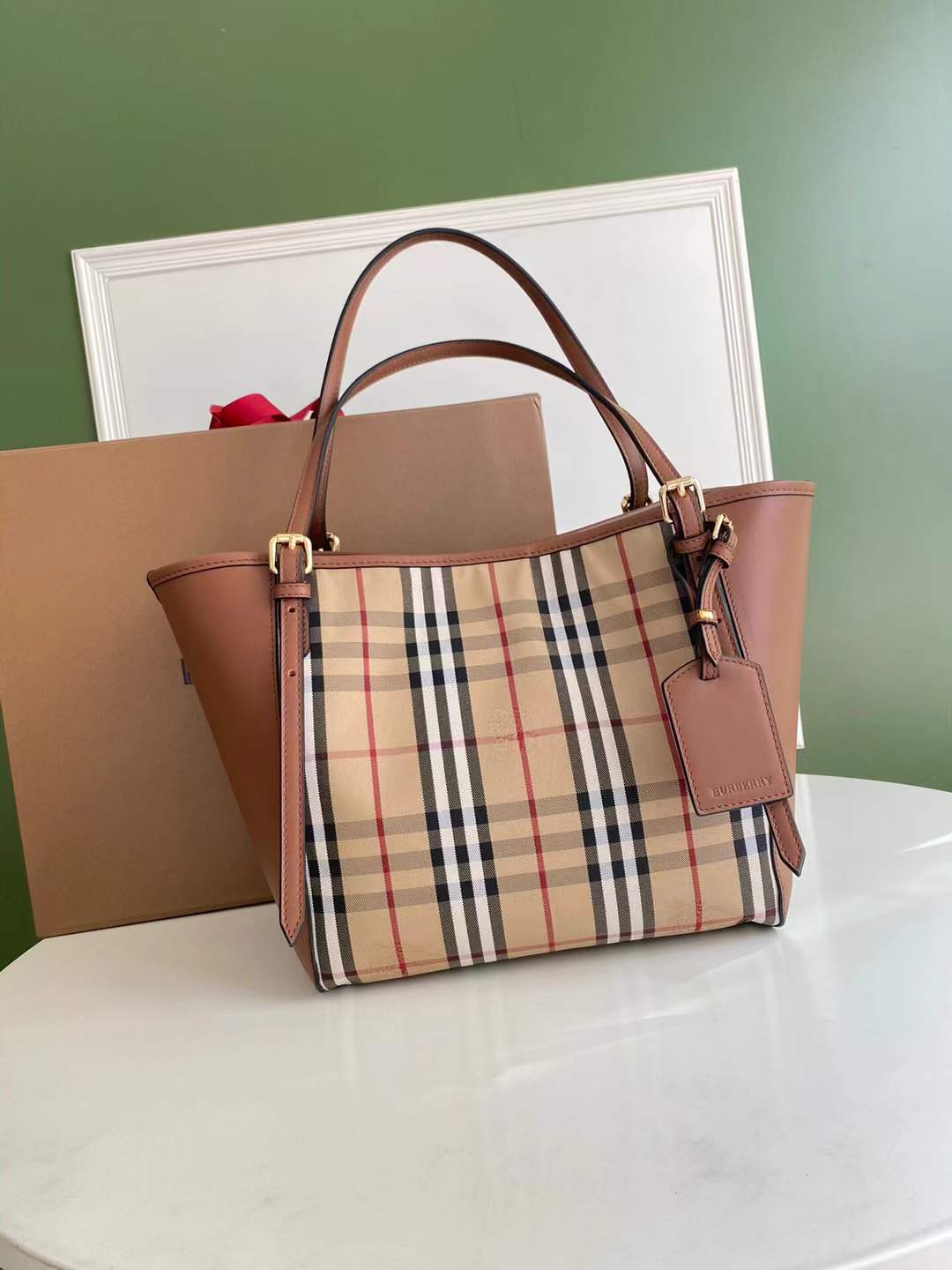 Burberry Canterbury Small Tote Bag is crafted from signature beige