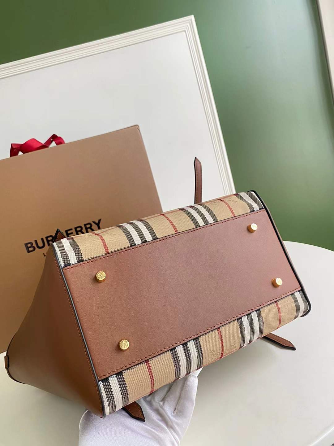 Burberry Canterbury Small Tote Bag is crafted from signature beige