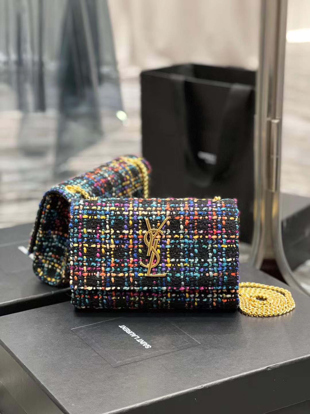 YSL Saint Laurent Kate Multicolored Tweed YSL Crossbody BagHandbag