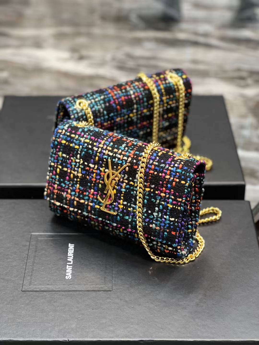 YSL Saint Laurent Kate Multicolored Tweed YSL Crossbody BagHandbag