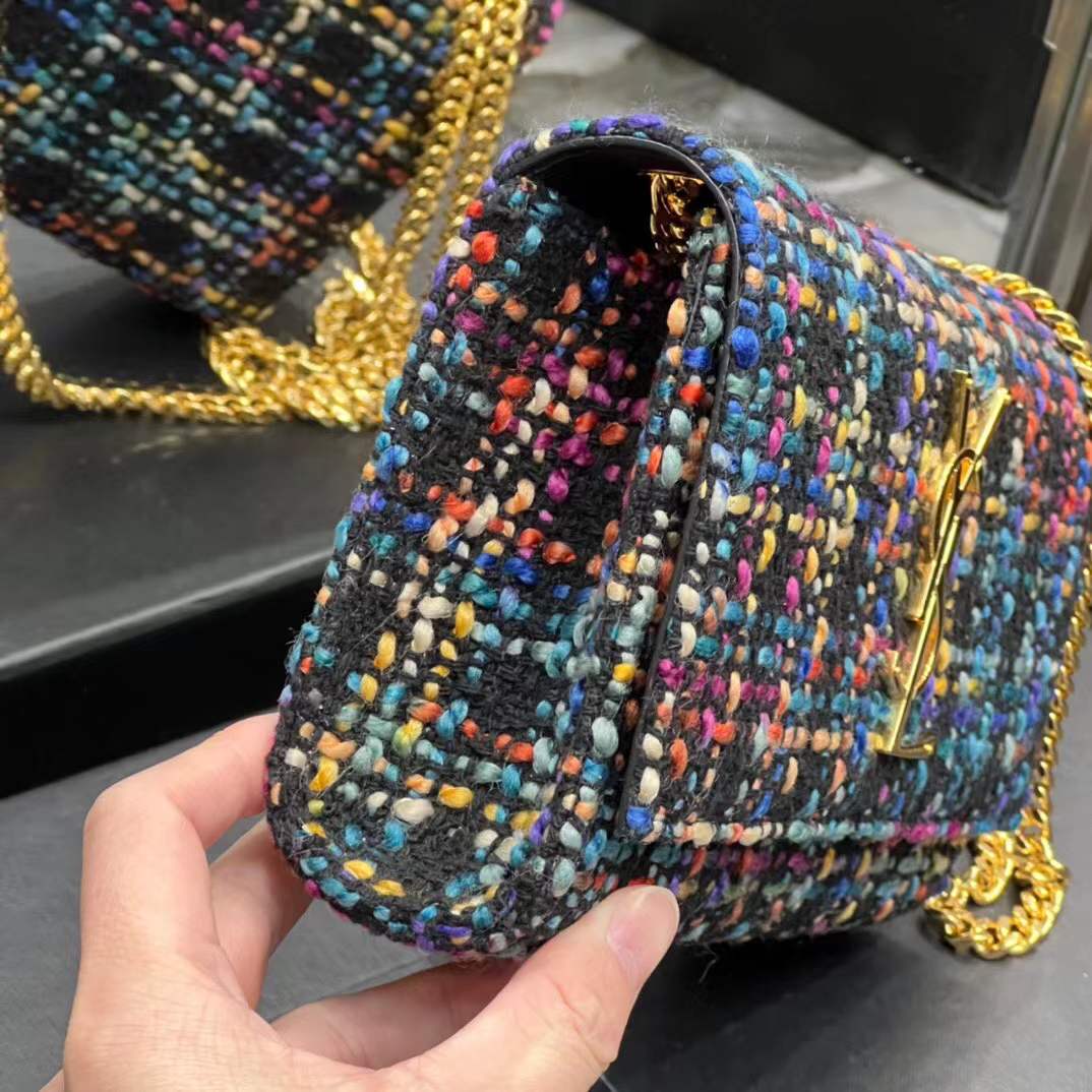 YSL Saint Laurent Kate Multicolored Tweed YSL Crossbody BagHandbag