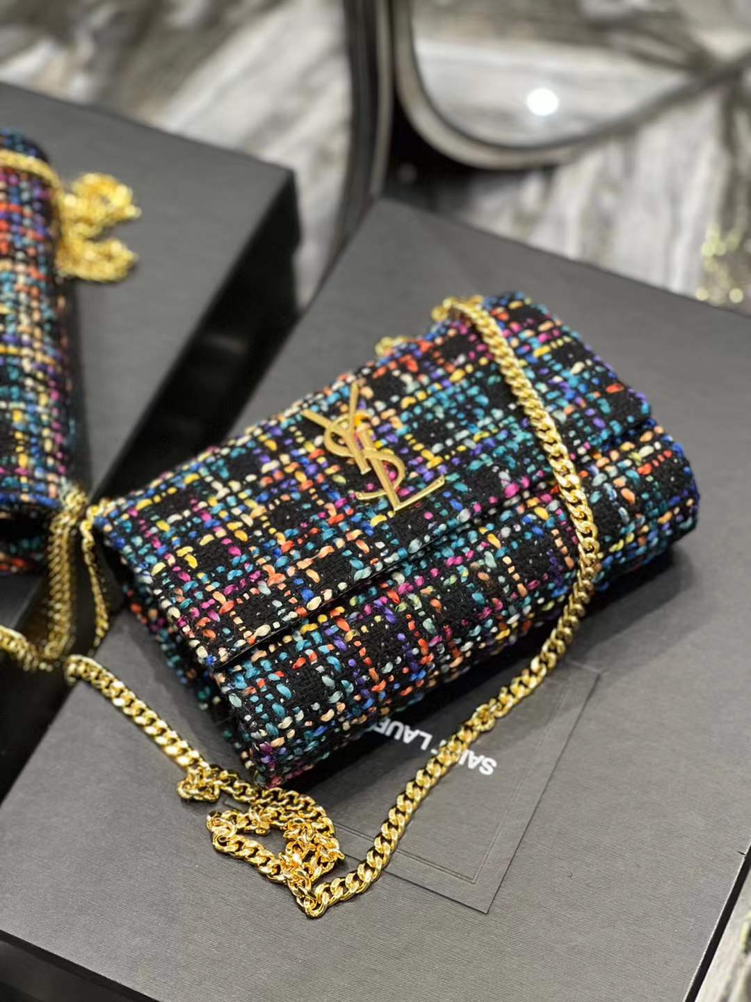 YSL Saint Laurent Kate Multicolored Tweed YSL Crossbody BagHandbag