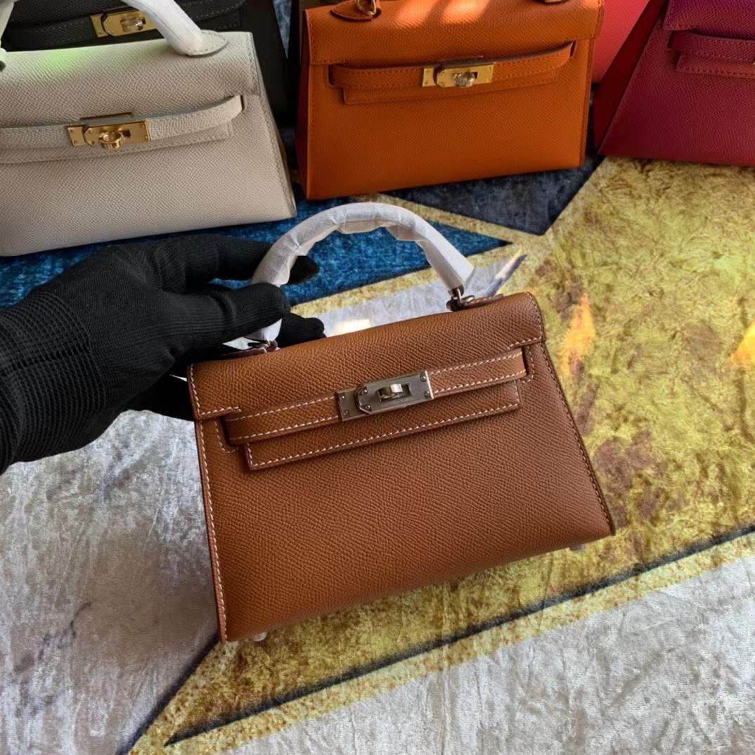 Hermès Mini Kelly II 20 bag in Gold Epsom leather with Palladium hardware