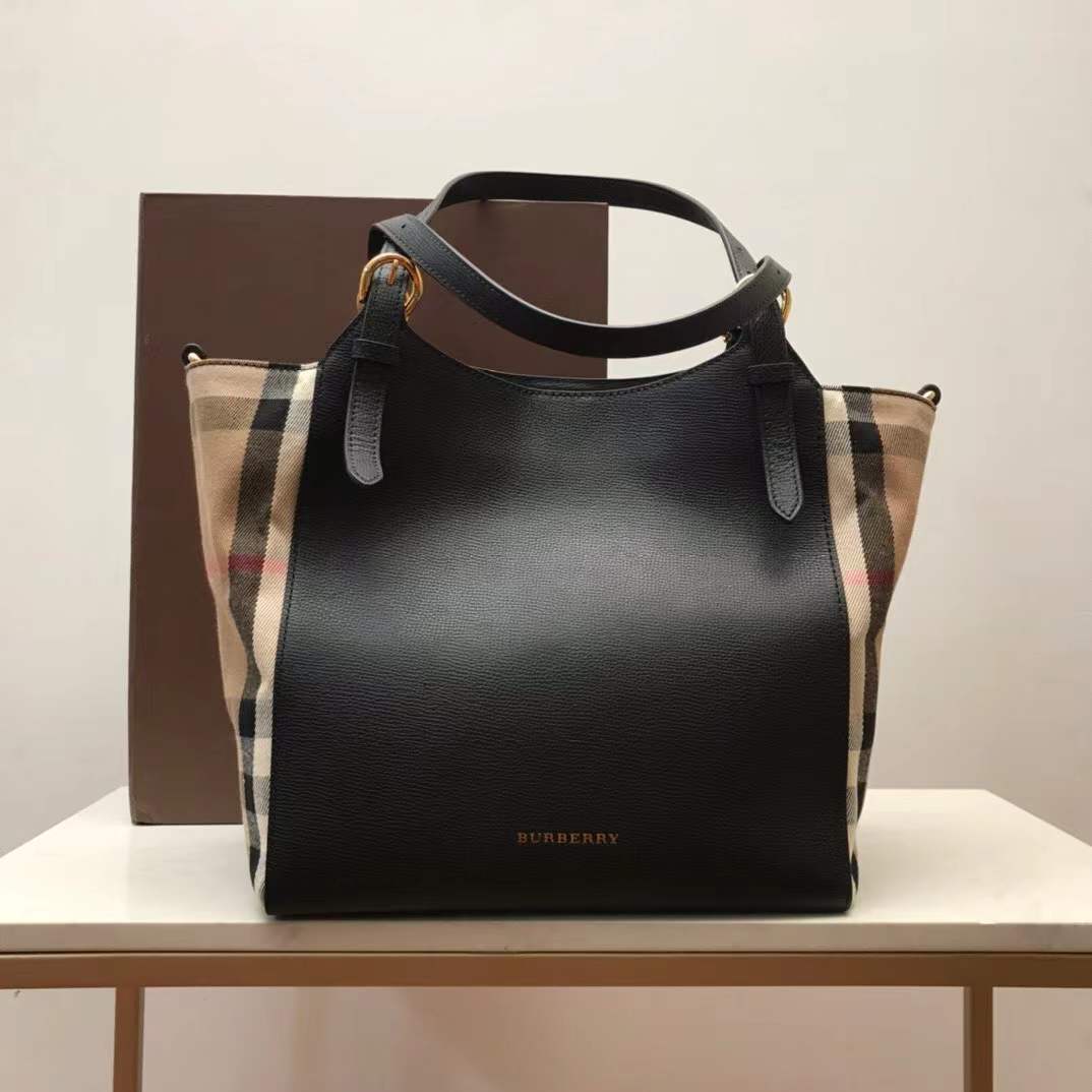 Burberry Small Canterbury Tote in black leather