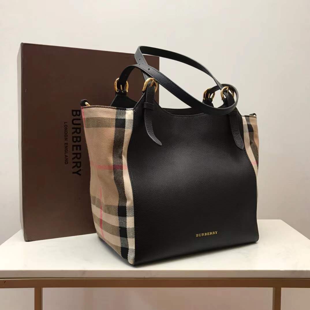 Burberry Small Canterbury Tote in black leather