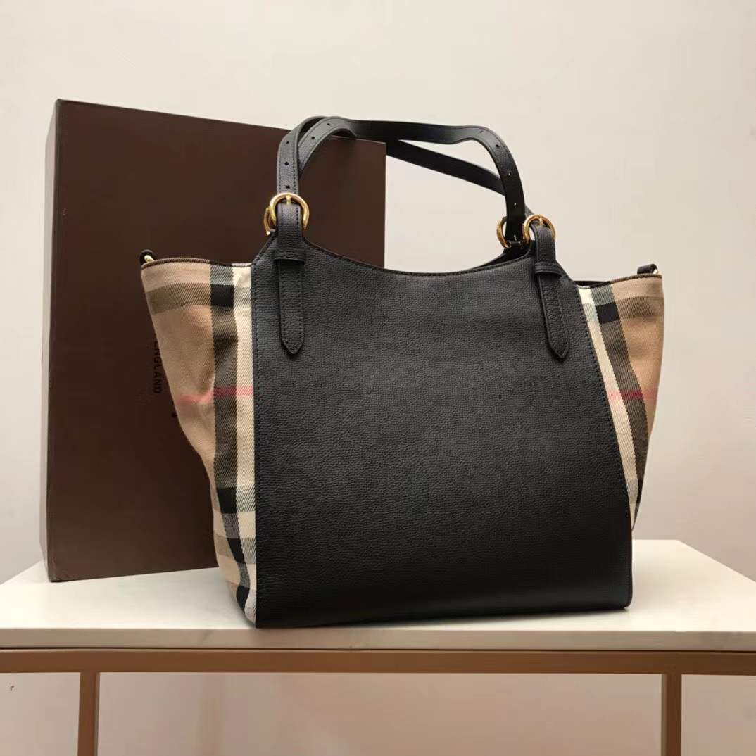 Burberry Small Canterbury Tote in black leather