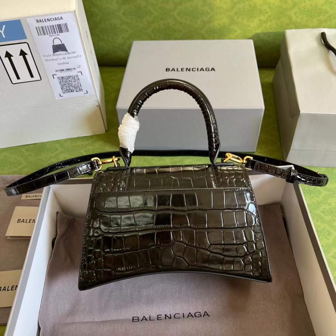 Balenciaga Crocodile Embossed Hourglass Top Handle bag