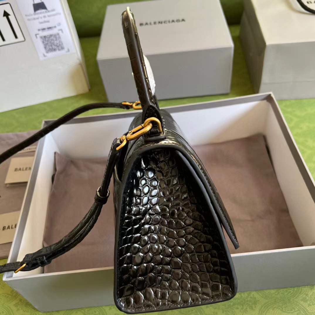 Balenciaga Crocodile Embossed Hourglass Top Handle bag