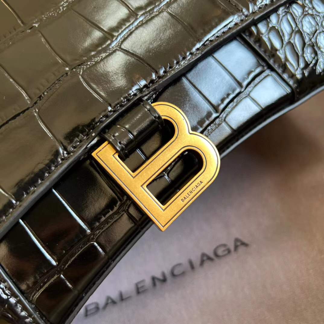 Balenciaga Crocodile Embossed Hourglass Top Handle bag