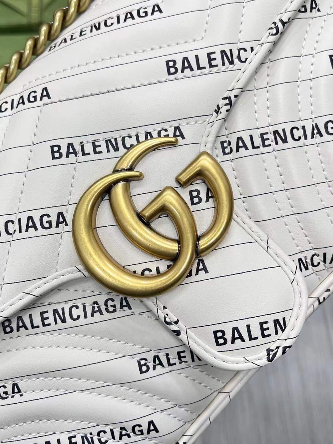 Gucci x Balenciaga "The Hacker Project" Small GG Marmont Shoulder Bag in white