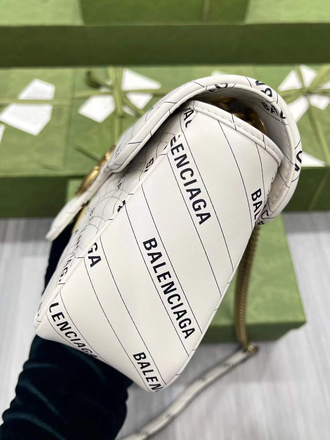 Gucci x Balenciaga "The Hacker Project" Small GG Marmont Shoulder Bag in white