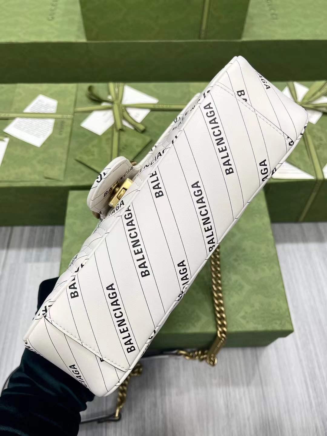 Gucci x Balenciaga "The Hacker Project" Small GG Marmont Shoulder Bag in white