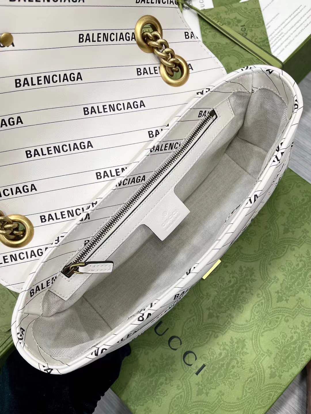 Gucci x Balenciaga "The Hacker Project" Small GG Marmont Shoulder Bag in white