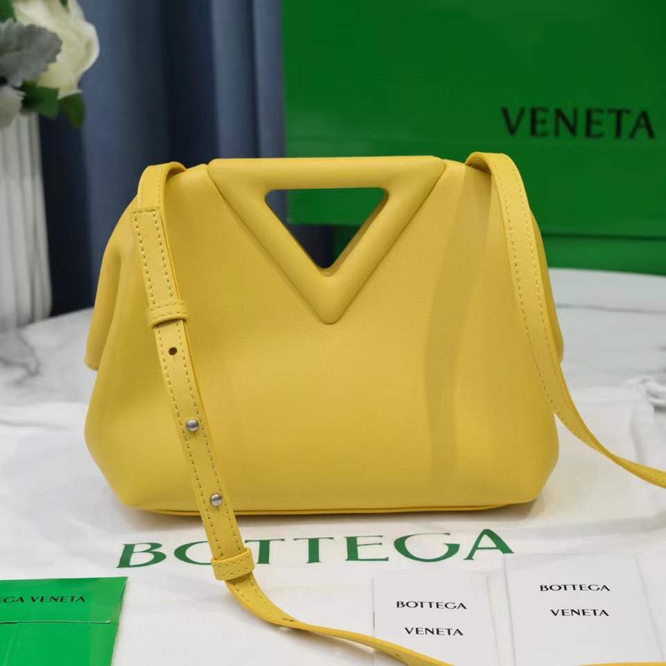 Bottega Veneta Yellow Leather Point Top Handle Bag