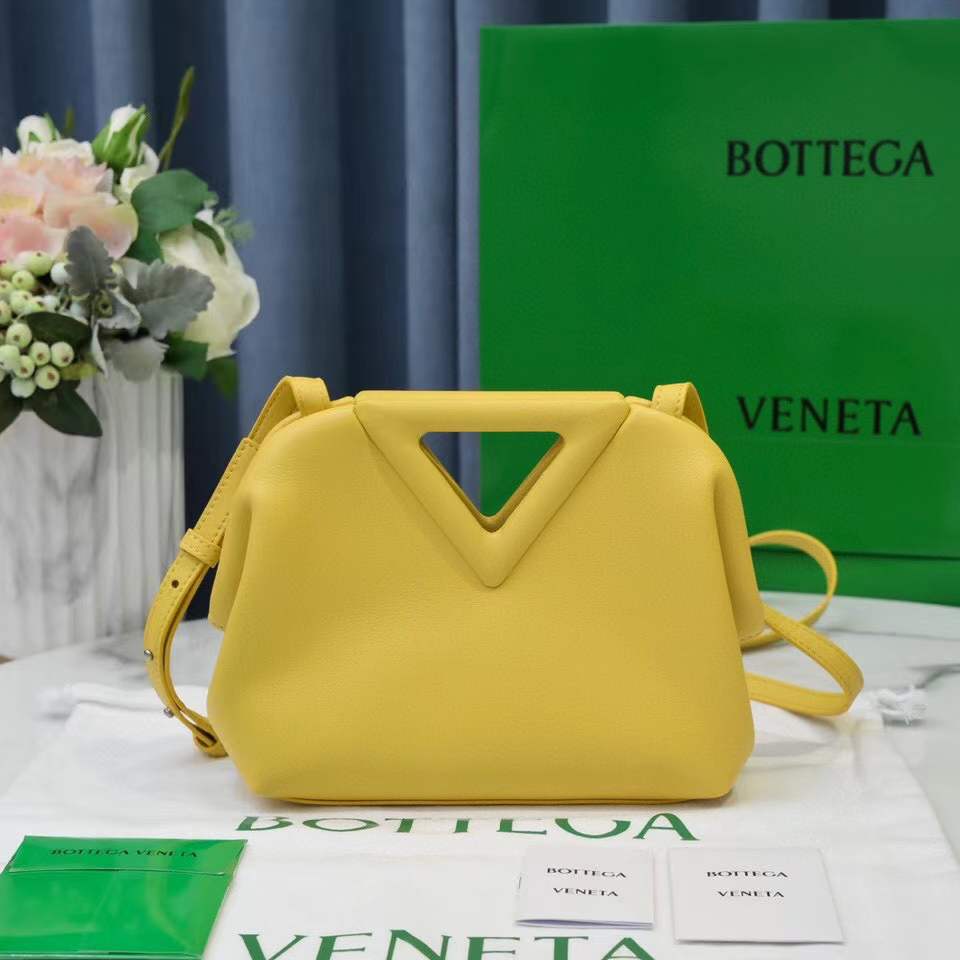 Bottega Veneta Yellow Leather Point Top Handle Bag