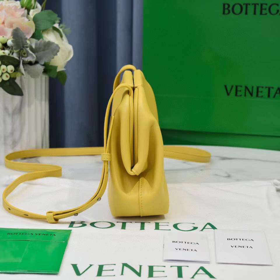 Bottega Veneta Yellow Leather Point Top Handle Bag