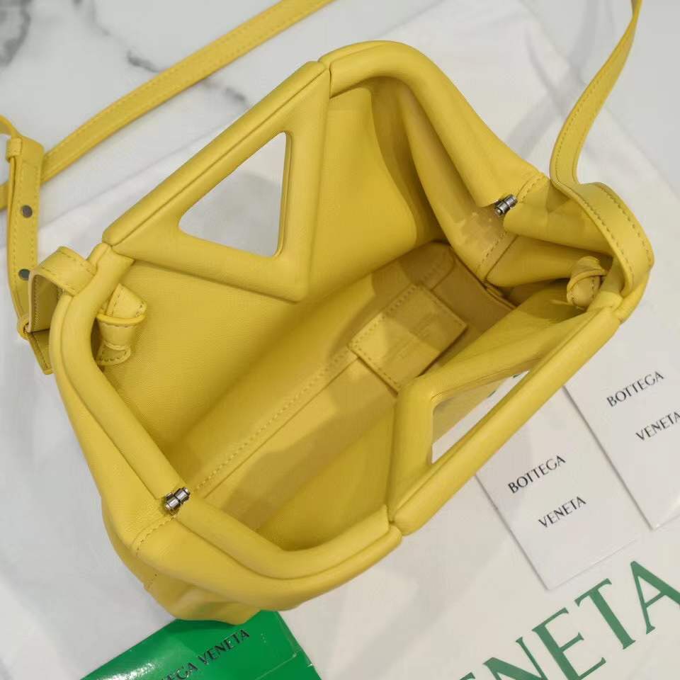 Bottega Veneta Yellow Leather Point Top Handle Bag