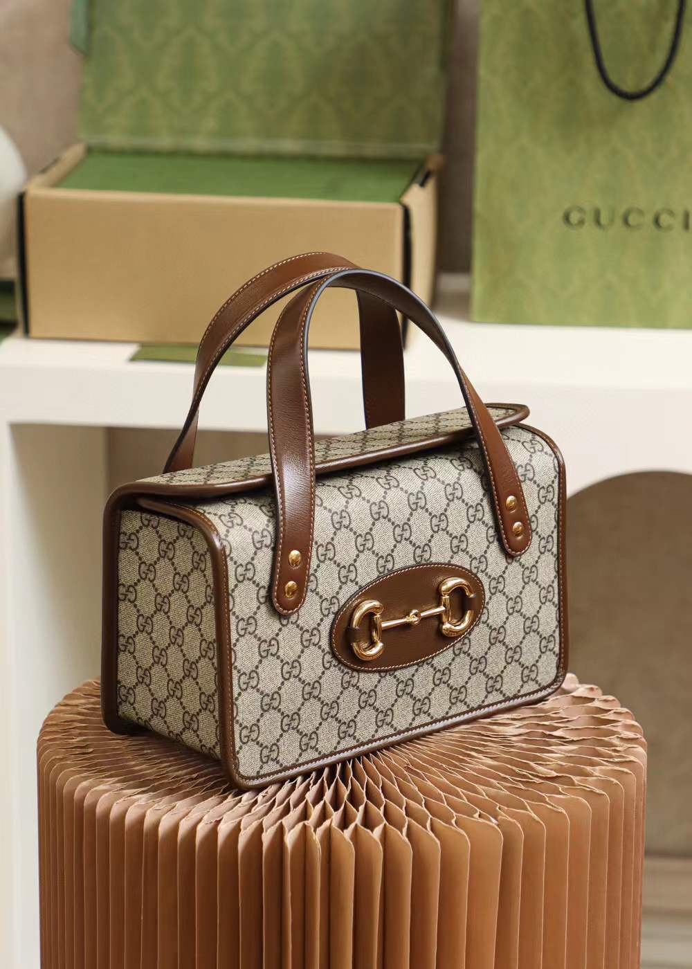 Gucci Horsebit 1955 Mini Top Handle Bag in GG Supreme Canvas