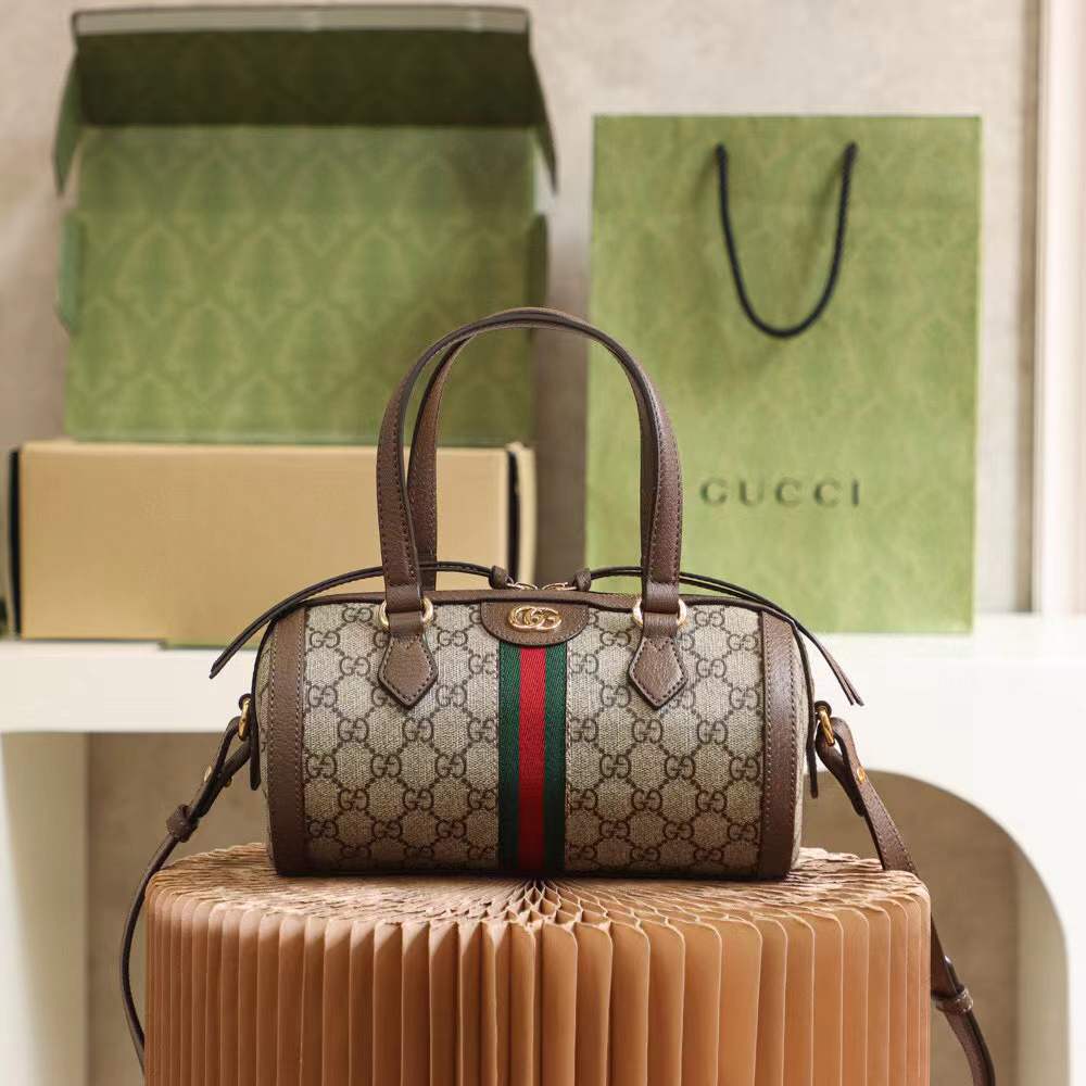 Gucci Ophidia GG Supreme Canvas and Leather Barrel Bag