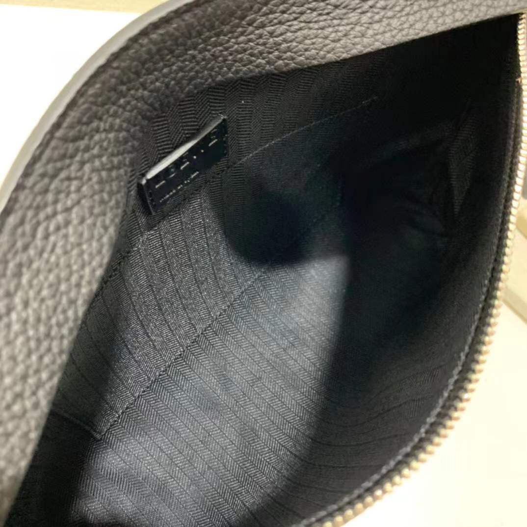 Loewe T Pouch in grained black leather featuring an embossed Anagram logo