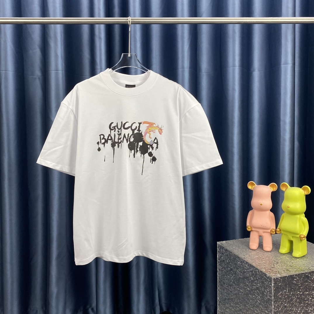 Balenciaga x Gucci limited edition collaborative t-shirt featuring graffiti-style branding.