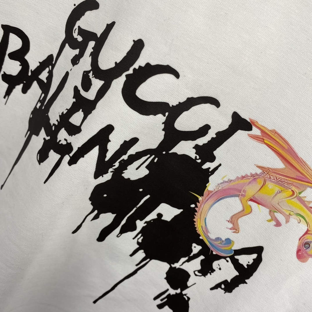 Balenciaga x Gucci limited edition collaborative t-shirt featuring graffiti-style branding.
