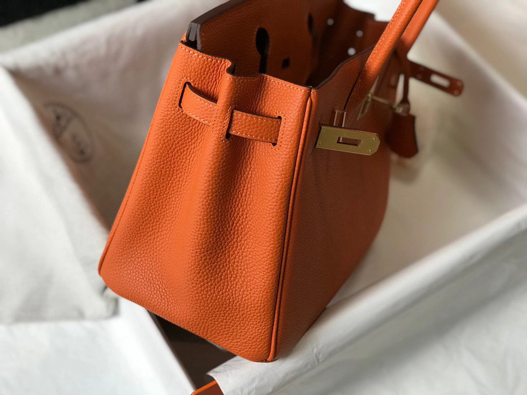 Hermès Birkin handbag likely in Togo leather with gold hardware