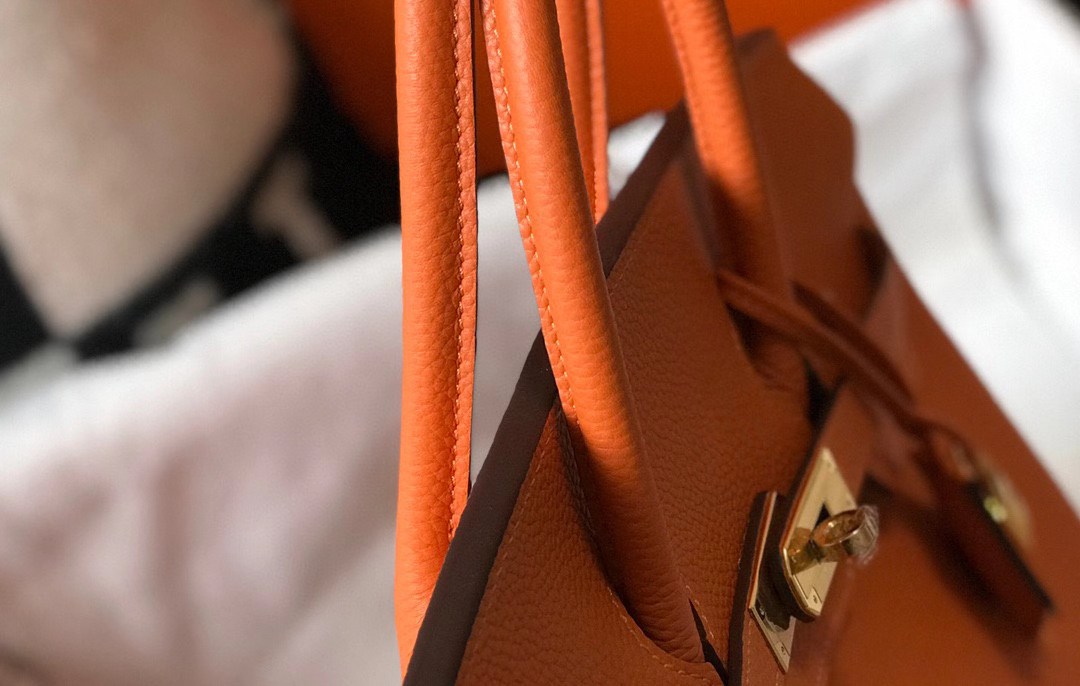 Hermès Birkin handbag likely in Togo leather with gold hardware