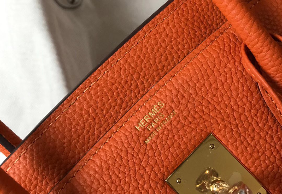 Hermès Birkin handbag likely in Togo leather with gold hardware