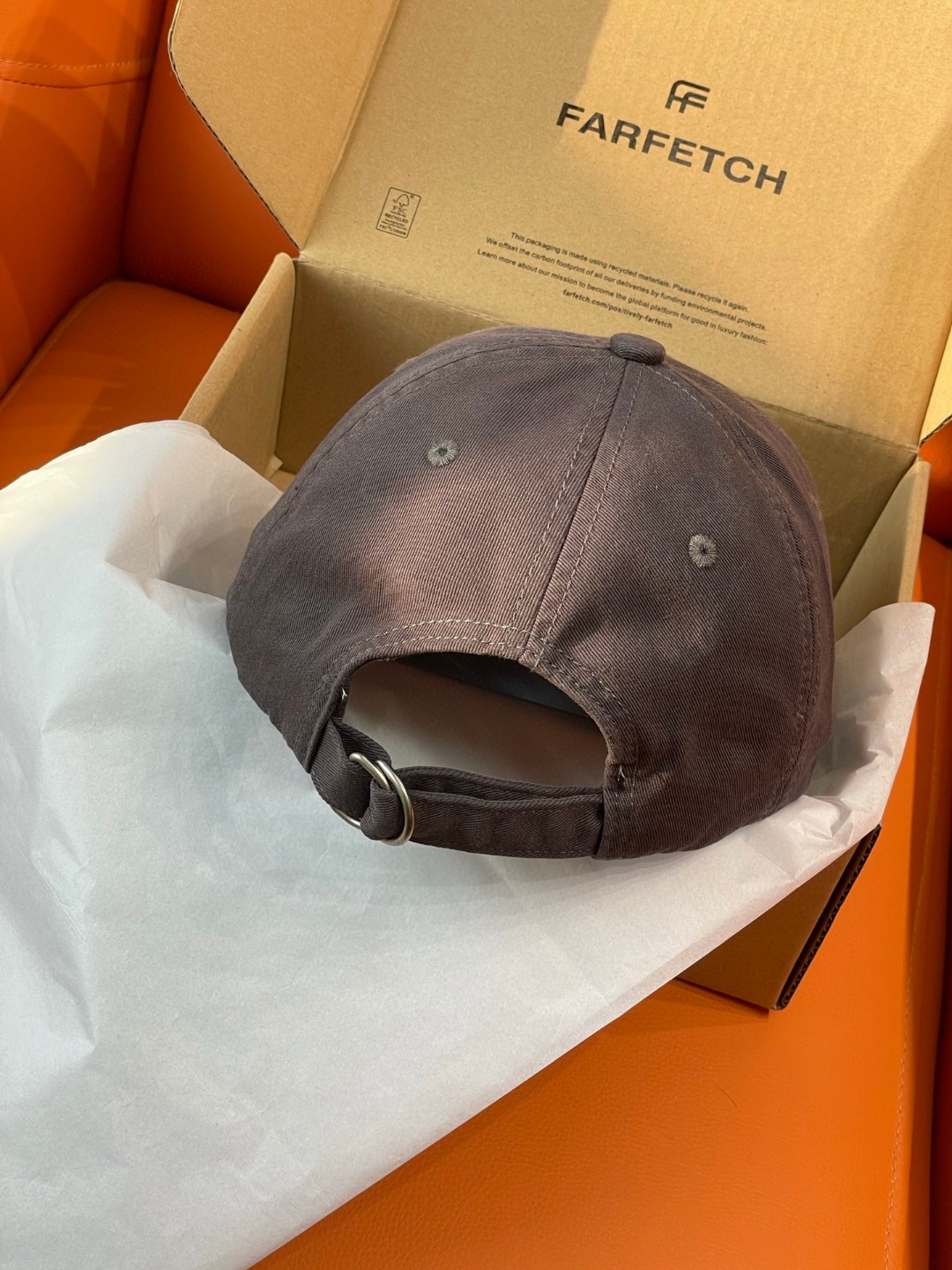 Acne Studios Stockholm 1996 cap in faded black crafted from washed cotton twill with an embroidered logo on the front panel