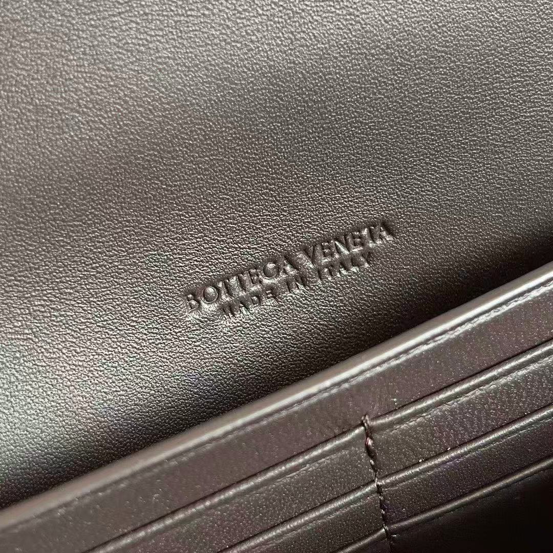 Bottega Veneta Andiamo clutch in python leather featuring a signature gold-tone knot closure