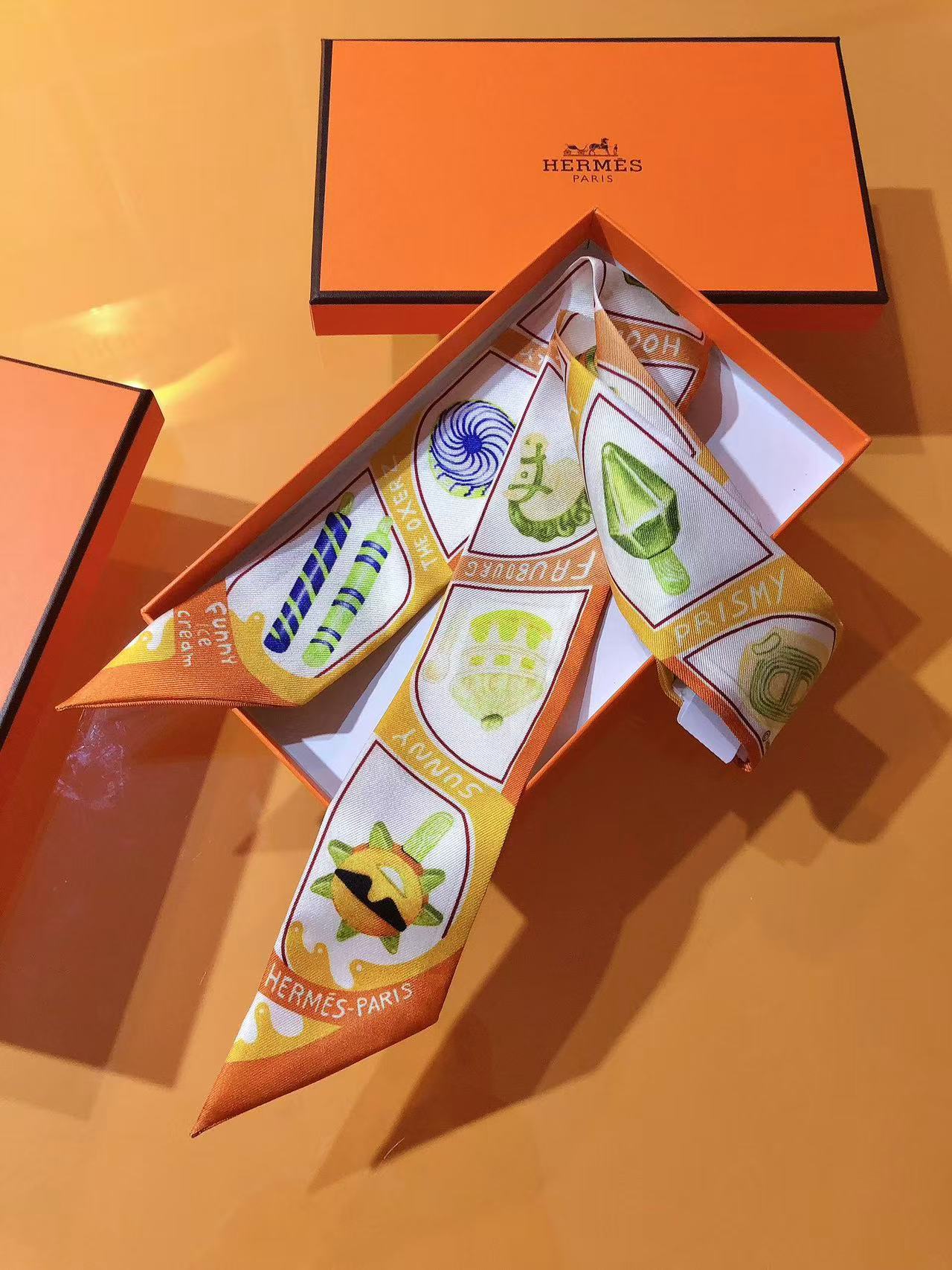 Hermès Twilly silk scarves all colors