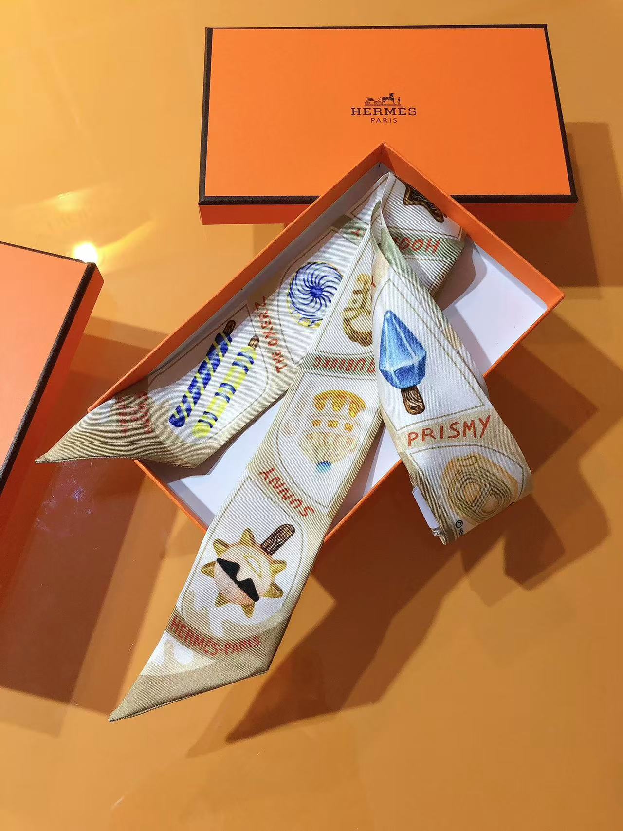 Hermès Twilly silk scarves all colors