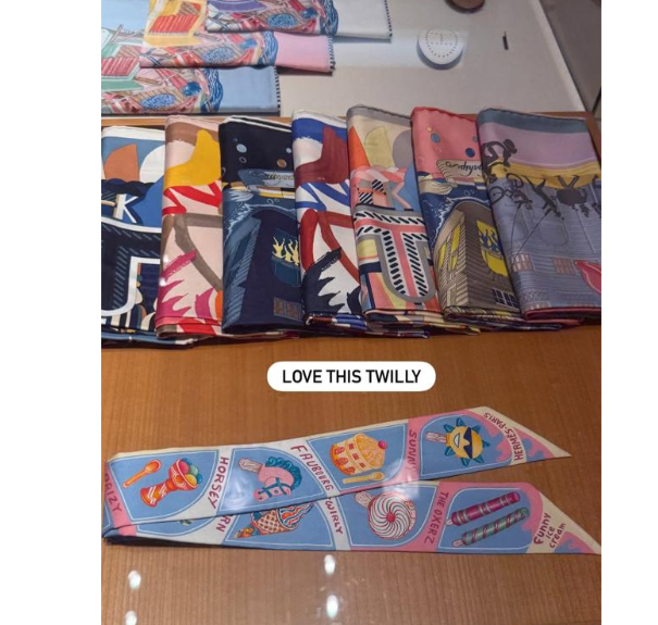 Hermès Twilly silk scarves all colors
