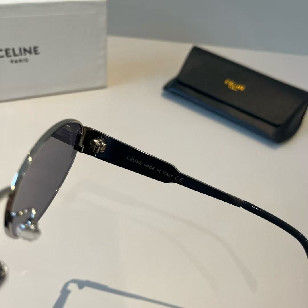 Celine Triomphe Metal 01 oval-frame silver-tone sunglasses