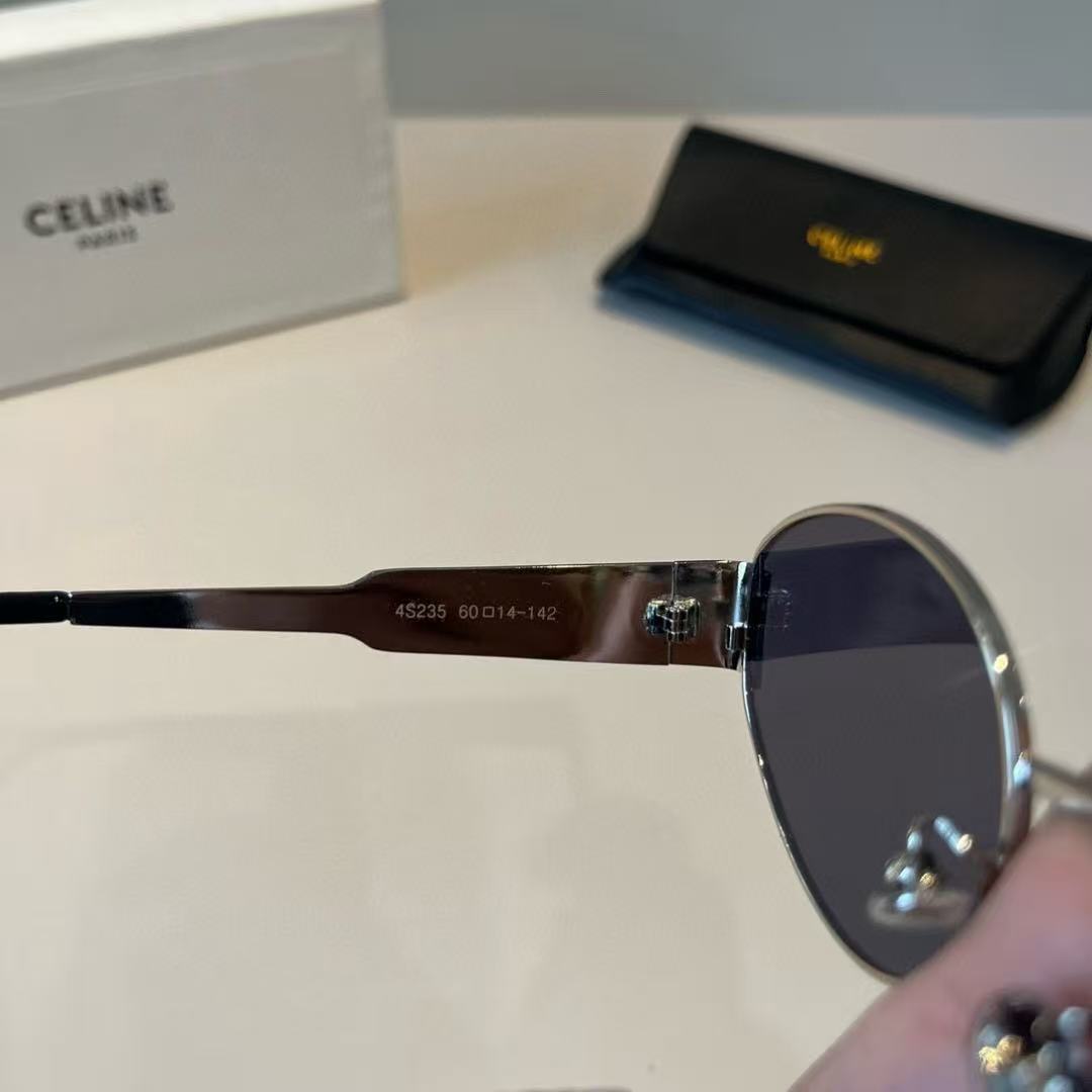 Celine Triomphe Metal 01 oval-frame silver-tone sunglasses