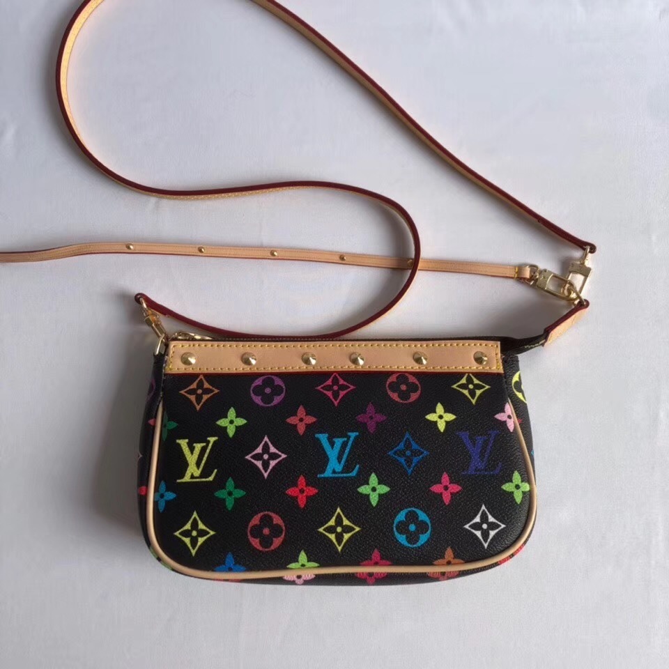 LV Takashi Murakami Black Monogram Multicolore Pochette Accessoires bag from the 2003 collections