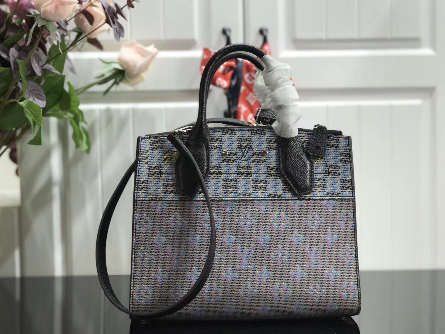 LV Bumbag Dauphine Damier Monogram LV Pop BB Blue.