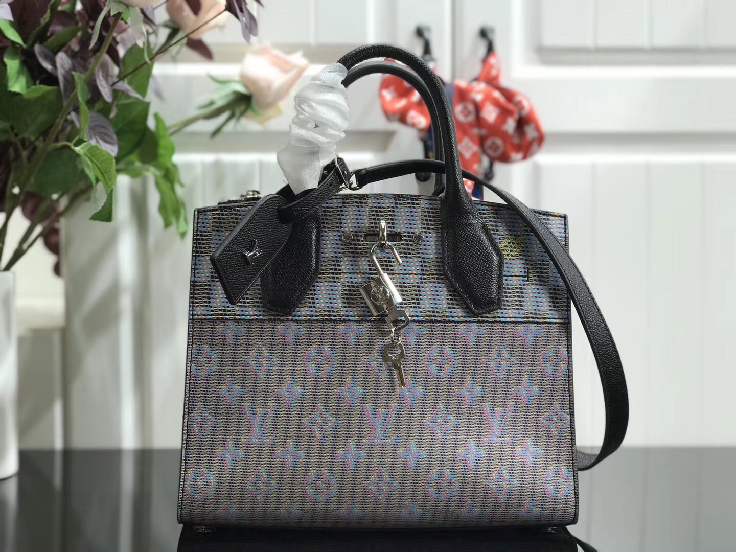 LV City Steamer Damier Monogram LV Pop Mini bag in blue.