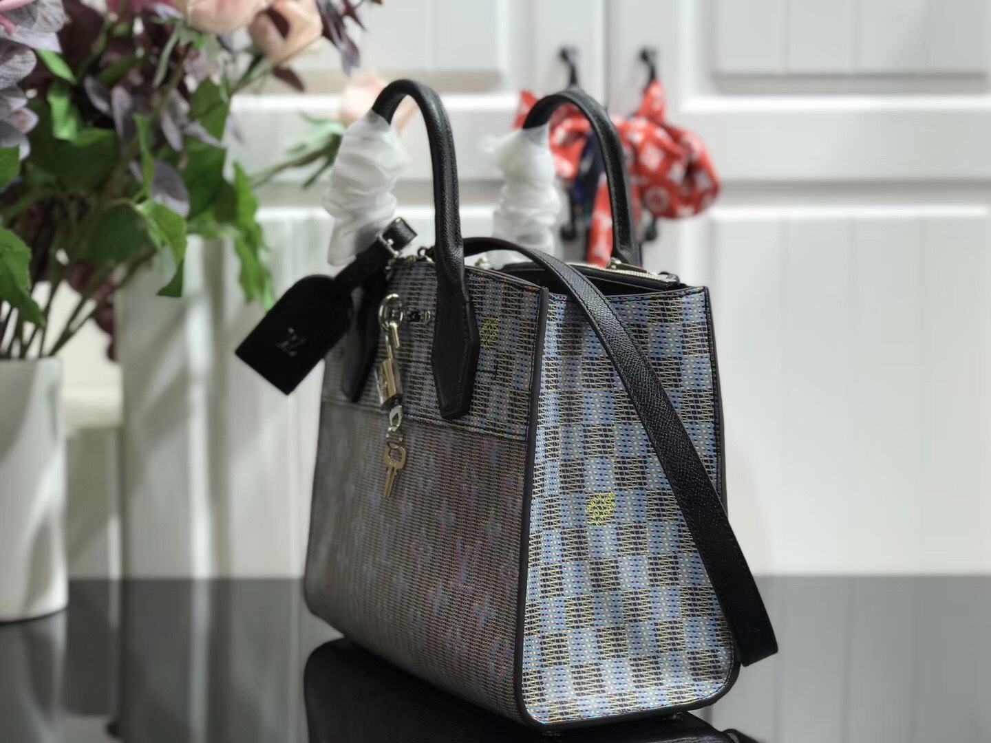 LV City Steamer Damier Monogram LV Pop Mini bag in blue.