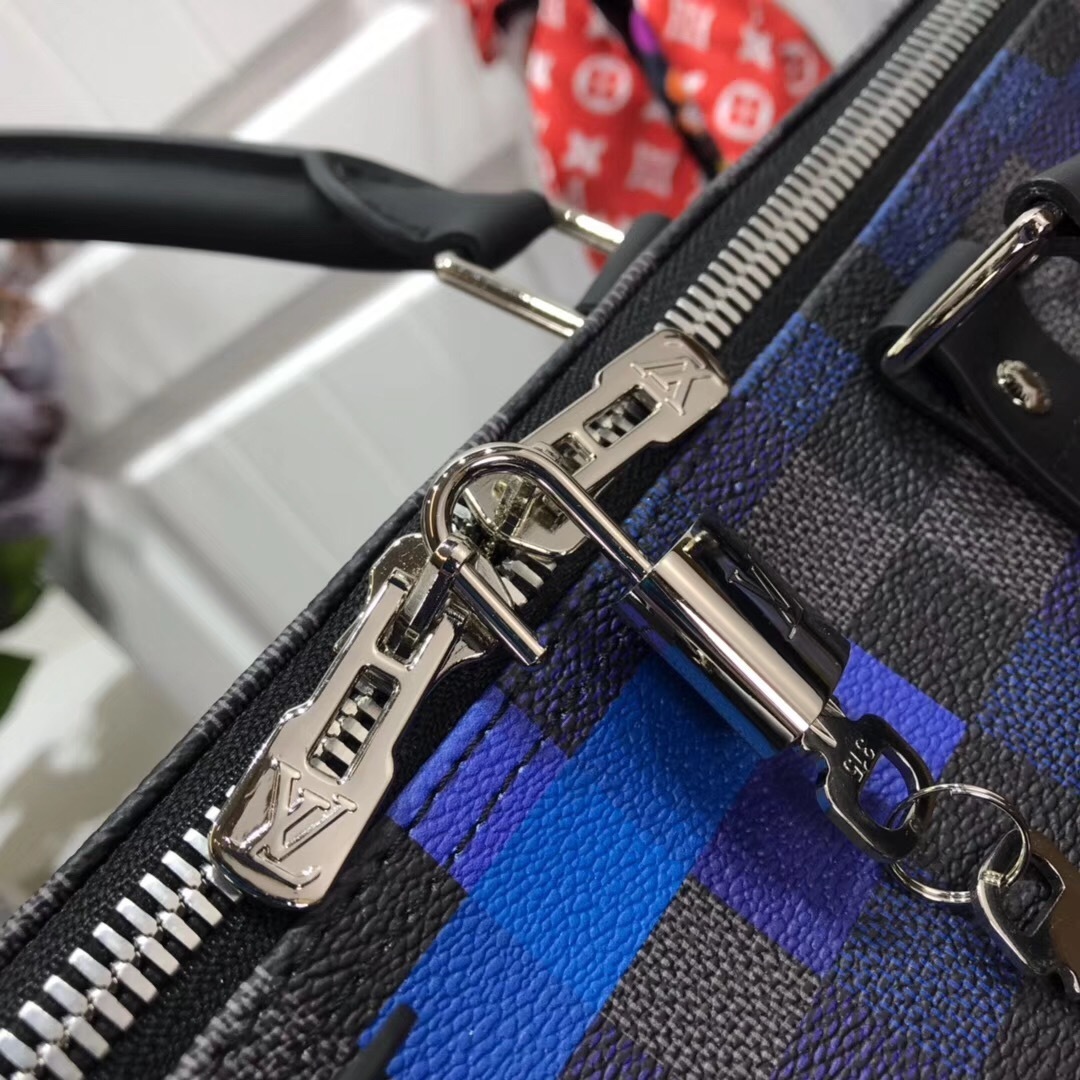 LV Limited Edition Damier Graphite Pixel Keepall Bandoulière 50 duffel bag.