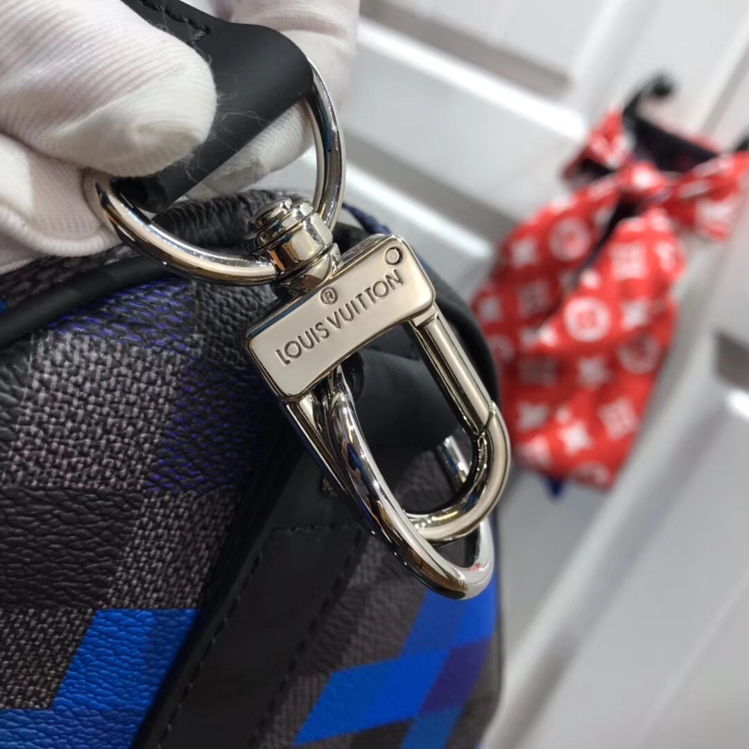 LV Limited Edition Damier Graphite Pixel Keepall Bandoulière 50 duffel bag.