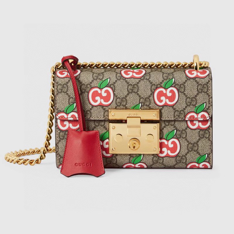Gucci GG Supreme Apple Small Padlock Shoulder Bag