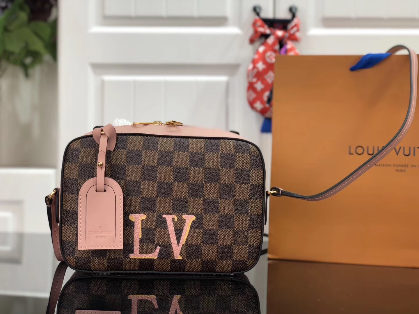 LV Damier Ebene Canvas Santa Monica Bag.