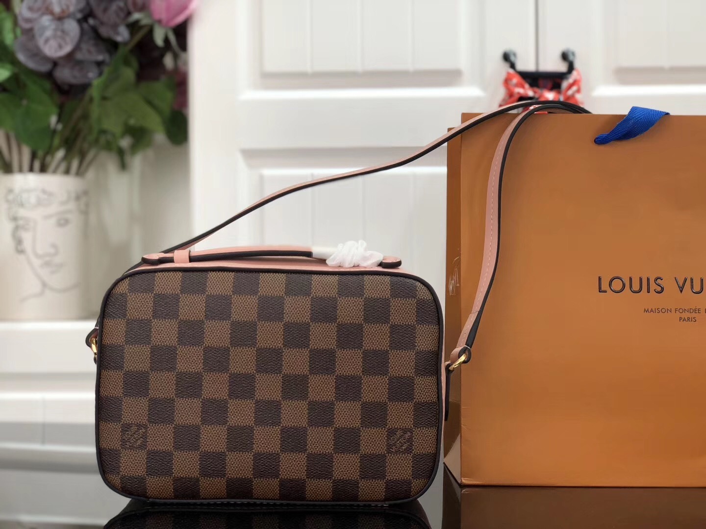 LV Damier Ebene Canvas Santa Monica Bag.